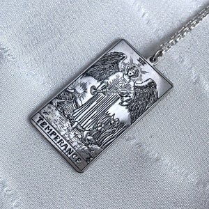 Collar de cartas de Tarot de Templanza, Colgante de Tarot personalizado, Baraja de Tarot, Joyería de Tarot, Arte Místico, Collar de Cartas de Tarot, Regalo de Tarot