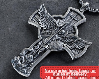 Handmade Archangel Saint Michael Necklace, Personalized Archangel Michael Pendant, St. Michael Protection, Religious Christian Silver Gift