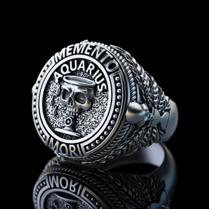 Aquarius Zodiac Sign Silver Ring, Astrological Sign Aquarius Ring, Zodiac Jewelry,Gift for Aquarius,Engraved Aquarius Ring,Horoscope Jewelry