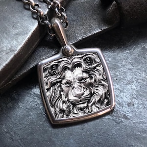 Lion Pendant,Personalized Lion Head Necklace, Men Lion Necklace, Lion Necklace, Silver Lion Charm,Mens gift