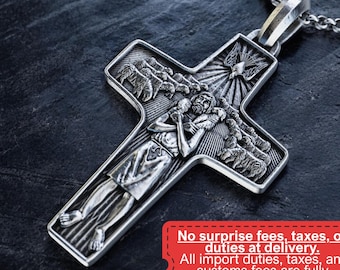 Handmade Silver Good Shepherd Cross Necklace, Personalized Pope
