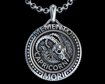 Handmade Capricorn Zodiac Sign Silver Necklace, Personalized Capricorn Horoscope Pendant,Capricorn Zodiac Symbol Gift,Gift for Capricorn Man