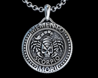 Collar de plata con signo del zodíaco Escorpio hecho a mano, colgante personalizado del horóscopo Escorpio, regalo del símbolo del zodíaco Escorpio, regalo para el hombre Escorpio