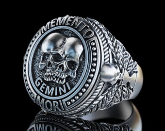 Gemini zodiac sign ring, Astrological sign gemini ring, Zodiac Jewellery, Gift for gemini man, Engraved gemini ring, Horoscope Jewellery