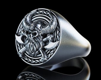 Viking Skull Ring, Silver skull ring, Skull ring for men, Viking jewelry, Gothic Ring, Memento Mori, ,Valentines day gift,Gift for husband