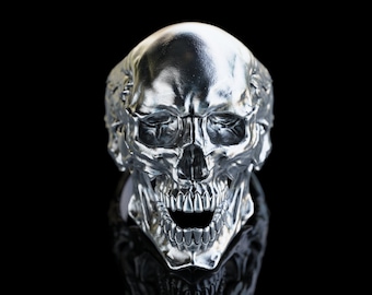 Personalized Silver Skull Ring, Handmade Silver Skull Ring, Biker ring,Realistic Skull Ring, Gothic Skull ring, Memento Mori, Amor Fati