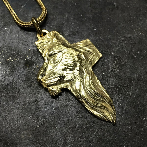 Lion Necklace, Personalized Gold Plated Lion Cross Necklace, African Lion Pendant, Lion Head Engraved Charm, Mens Gold Cross Necklace,