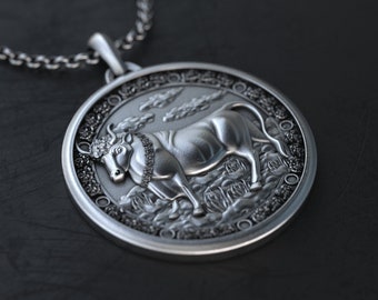 Personalisierte Stier Sternzeichen Zeichen Silber Halskette, Stier Horoskop Anhänger, Stier Geburtstagsgeschenk, Geschenk für Stier Sternzeichen, Astrologie Geschenk