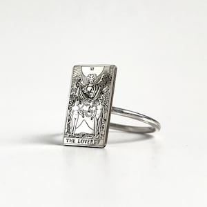 The Lovers Tarot Card Silver Ring, Personalized Tarot Card Ring, Tarot Deck, Tarot Jewellery, Mystic Art, Gift for Girlfriend