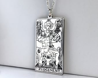 Judgement Tarot Card Necklace, Silver Tarot Necklace, Tarot Jewellery, Tarotcard necklace, Tarot Pendant