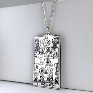 Judgement Tarot Card Necklace, Silver Tarot Necklace, Tarot Jewellery, Tarotcard necklace, Tarot Pendant