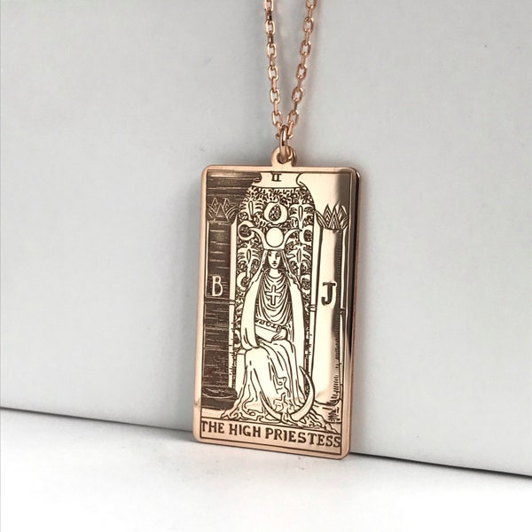 The High Priestess Tarot Card Necklace, Silver Tarot Necklace, Tarot Jewellery, Tarotcard necklace, Tarot Deck