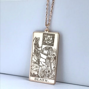 Tod Tarot Karte Halskette, personalisierte Tarot Karte Silber Anhänger,RiderWaite Tarot Karten, Tarot Schmuck,Mystic Arts,Tarotkarte Halskette