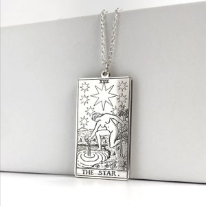 Die Stern-Tarot-Karte Halskette, personalisierte Tarot-Karte Silber Anhänger, Tarot-Deck, Tarot-Schmuck, Mystic Arts, Tarotkarte Halskette