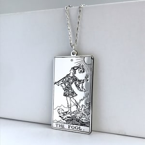 De Fool Tarot Card ketting, zilveren Tarot ketting, Tarot sieraden, Tarotcard ketting, Tarot Deck