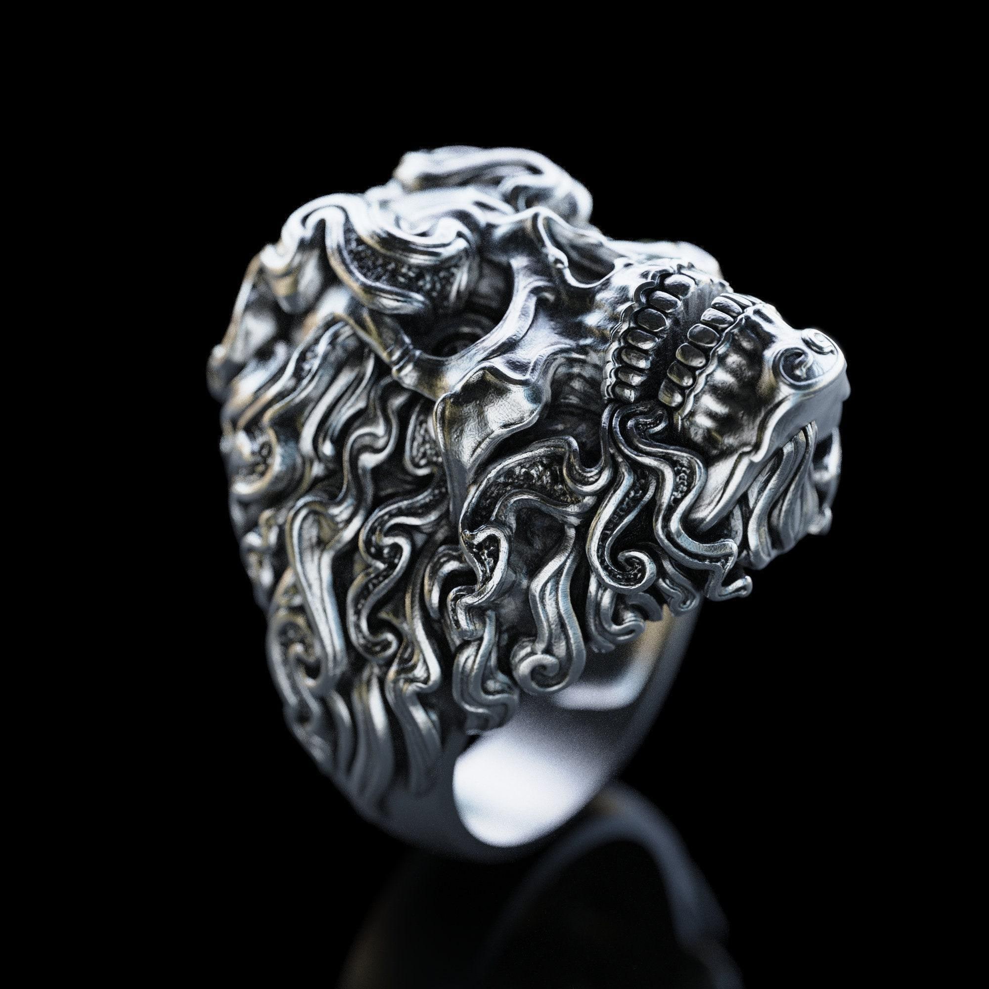 Personalized Silver Skull Ring, Ghost Rider Silver Ring, Biker Ring ...