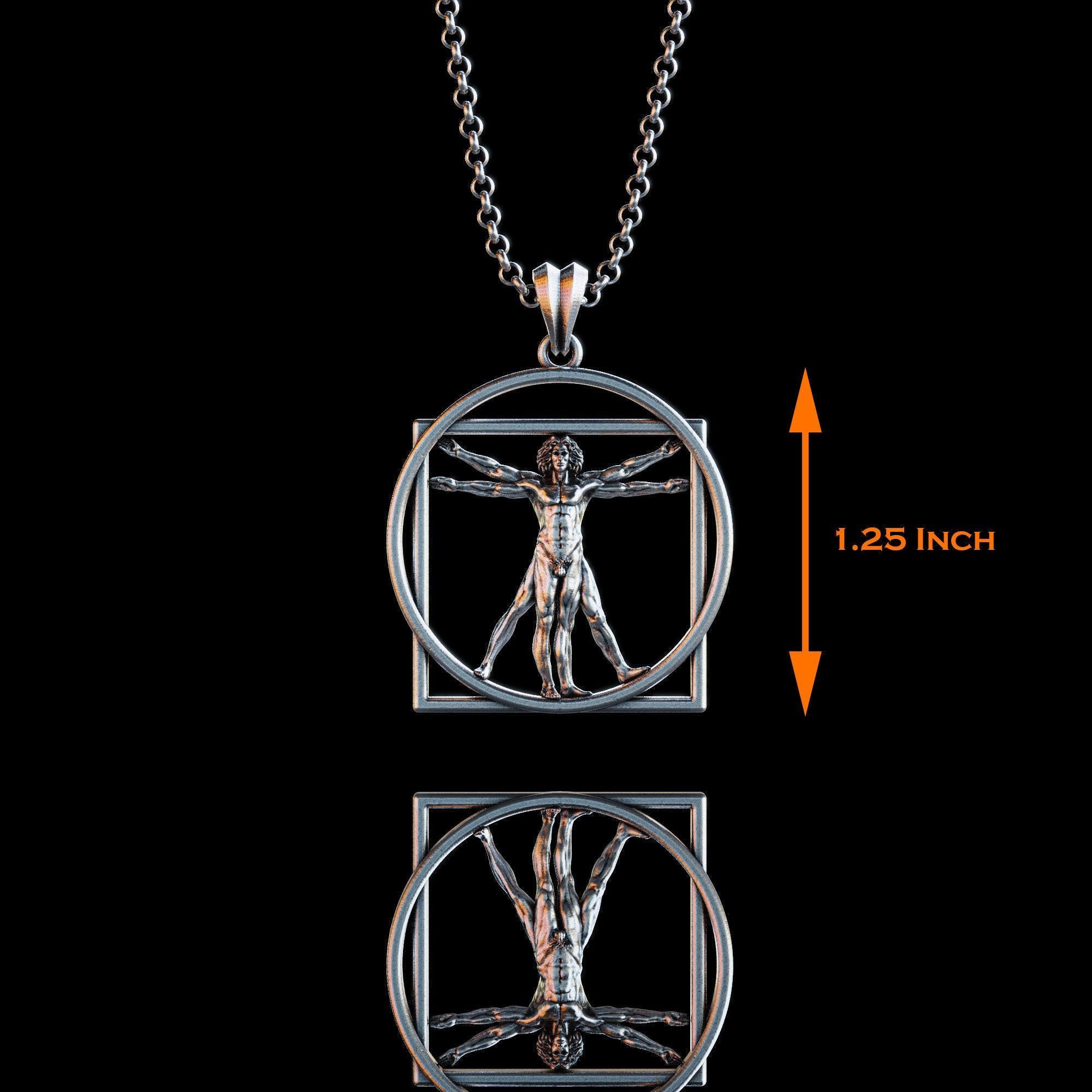アクセサリー PS: The Vitruvian Man Silver Pendant Vitruvian Man Pendant 925 STERLING SILVER Da Vinci Drawing