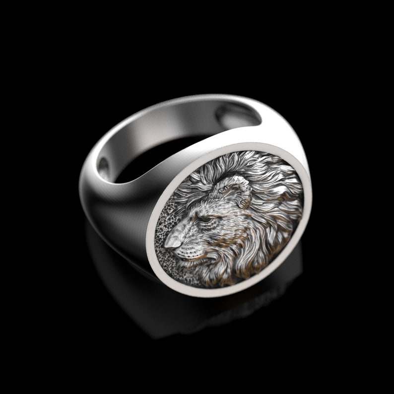 Handmade Silver Lion Head Ring Men 3D Lion Head Ring African - Etsy