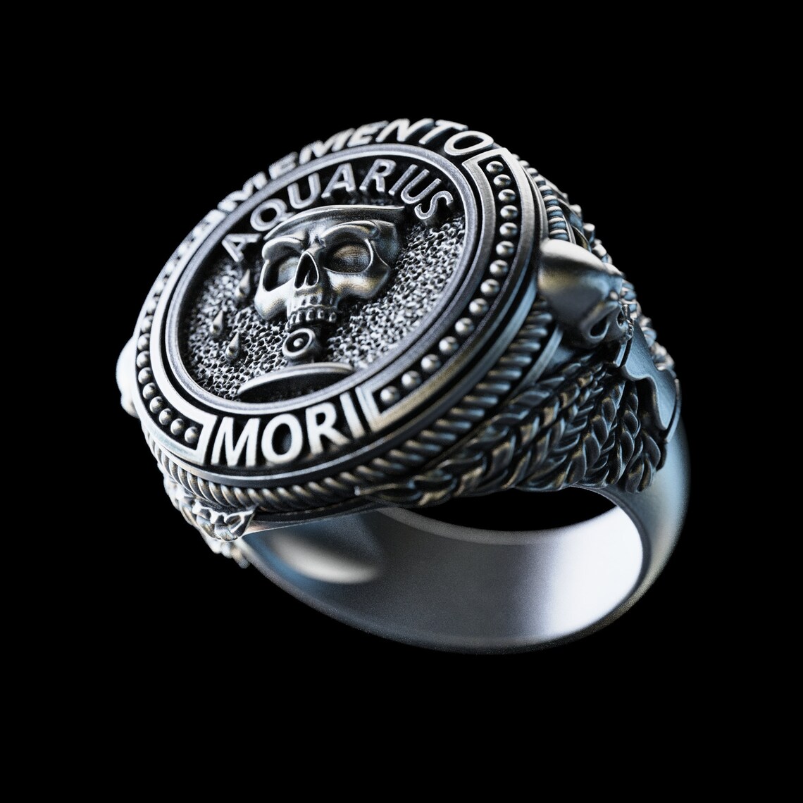 Aquarius Zodiac Sign Silver Ring Astrological Sign Aquarius Etsy