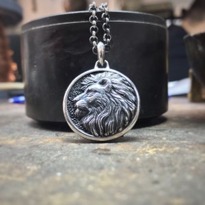 Lion Pendant, Personalized Lion Necklace, Men Lion Necklace, Gift for Leo man, Silver Lion Charm,Gift for Husband,Lion Gift Idea image 5