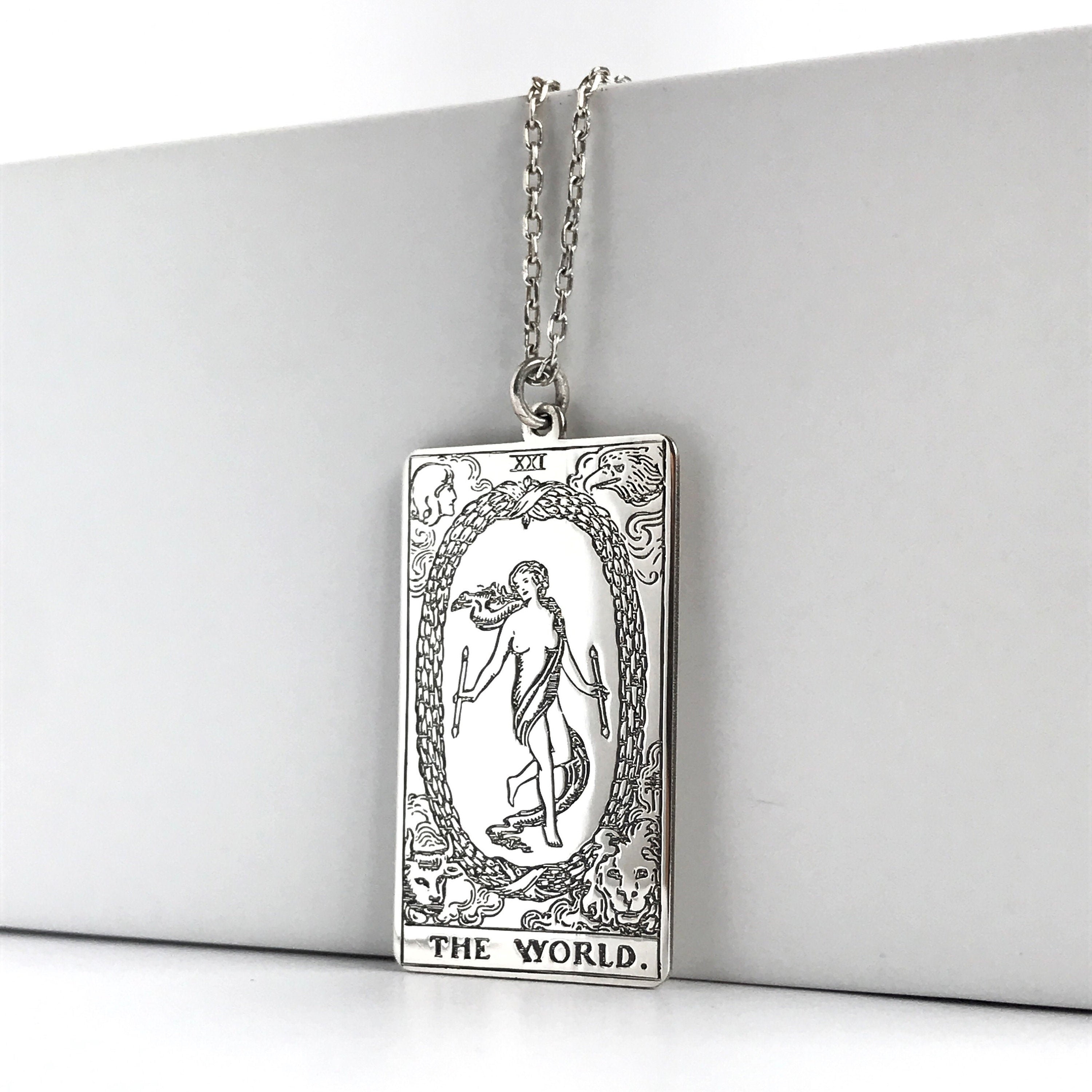The World Tarot Card Necklace, Silver Tarot Necklace, Tarot Jewellery,  Mystic Arts, Tarotcard Necklace,personalized Tarot Gift - Etsy