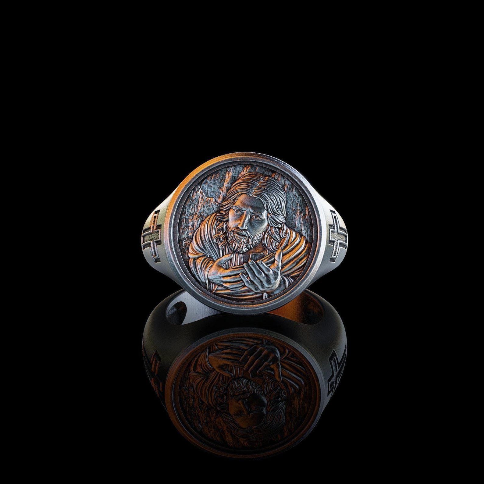 Personalized Silver Jesus Christ Ring, 3D Jesus Mens Ring, Messiah ...