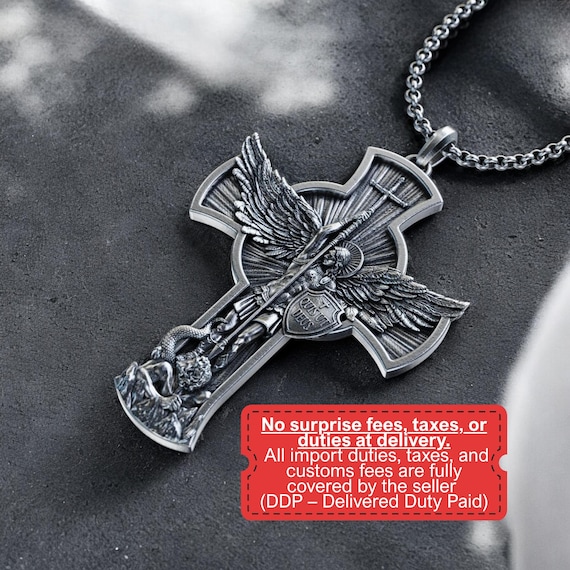 Handmade Archangel Saint Michael Necklace, Personalized Archangel Michael Pendant, St. Michael Protection, Religious Christian Silver Gift