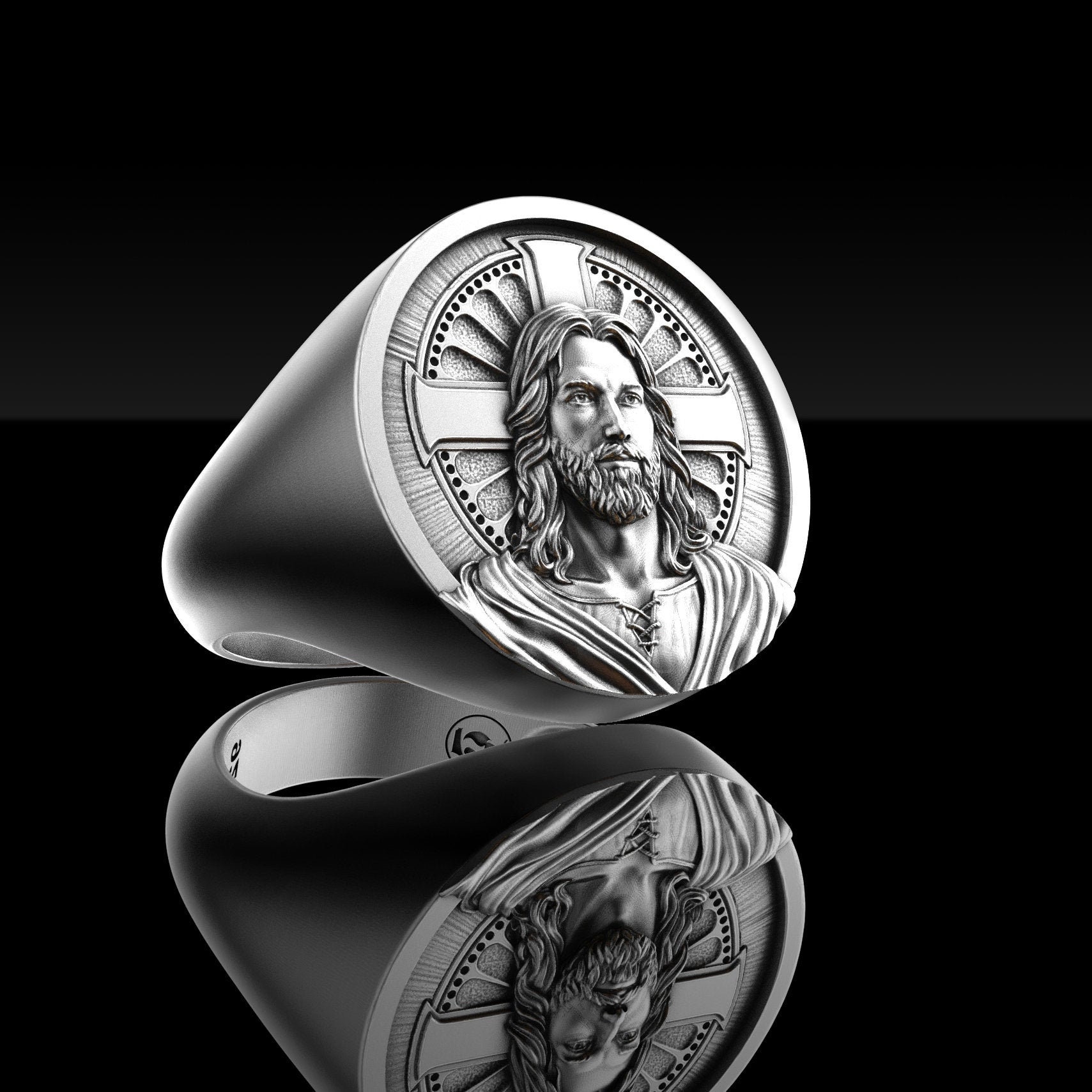 Jesus Christ Ring Silver Christianity Ring Religious ...