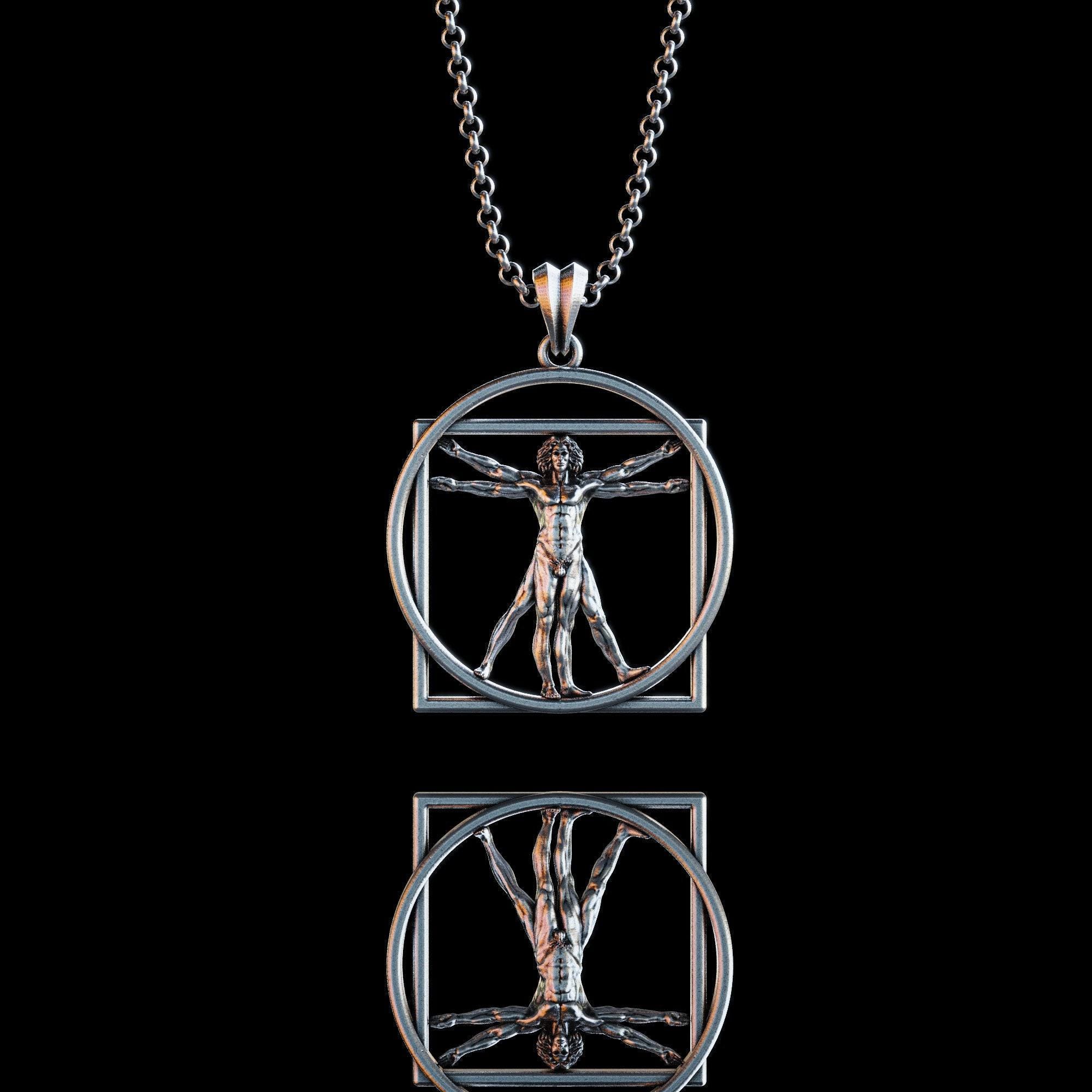 Leonardo Da Vinci's Vitruvian Man Silver Necklace, Vitruvian