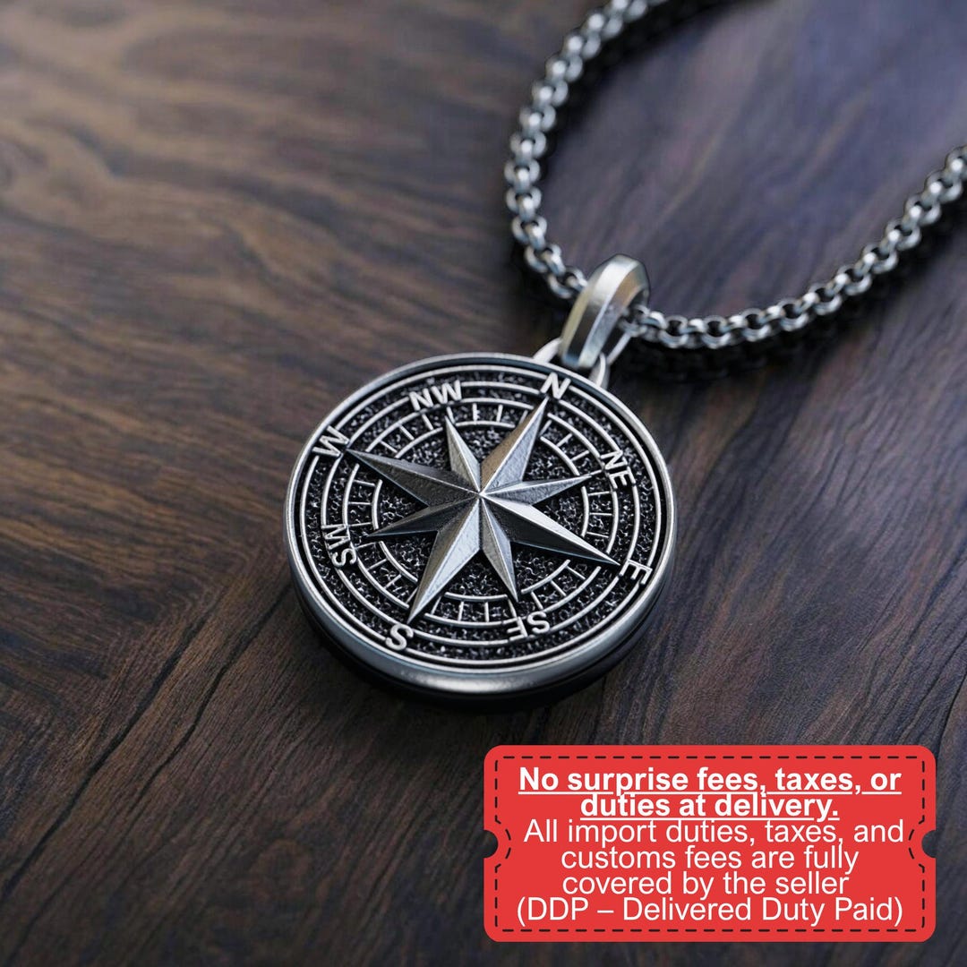 CD STERLING SILVER EIGHT-POINTED STAR COMPASS SERIES NECKLACE