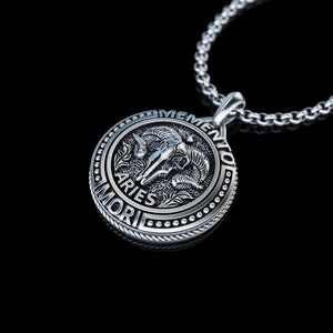 Silver Aries Zodiac Sign Necklace, Aries Horoscope Pendant, Aries Zodiac Symbol Birthday Gift, Horoscope Charm, Gift for Astrology Lovers image 2