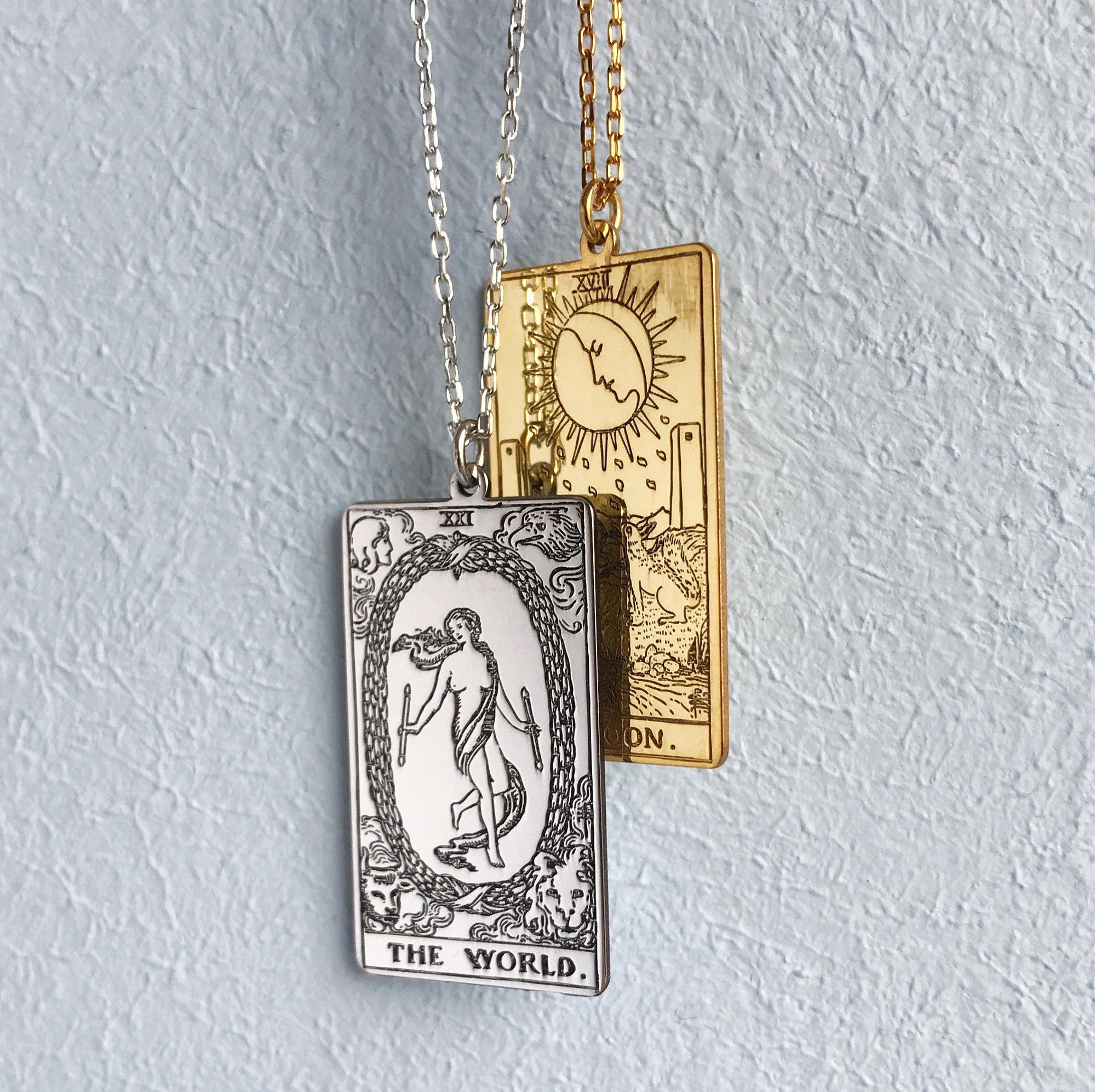 The World Tarot Card Necklace, Silver Tarot Necklace, Tarot Jewellery,  Mystic Arts, Tarotcard Necklace,personalized Tarot Gift - Etsy