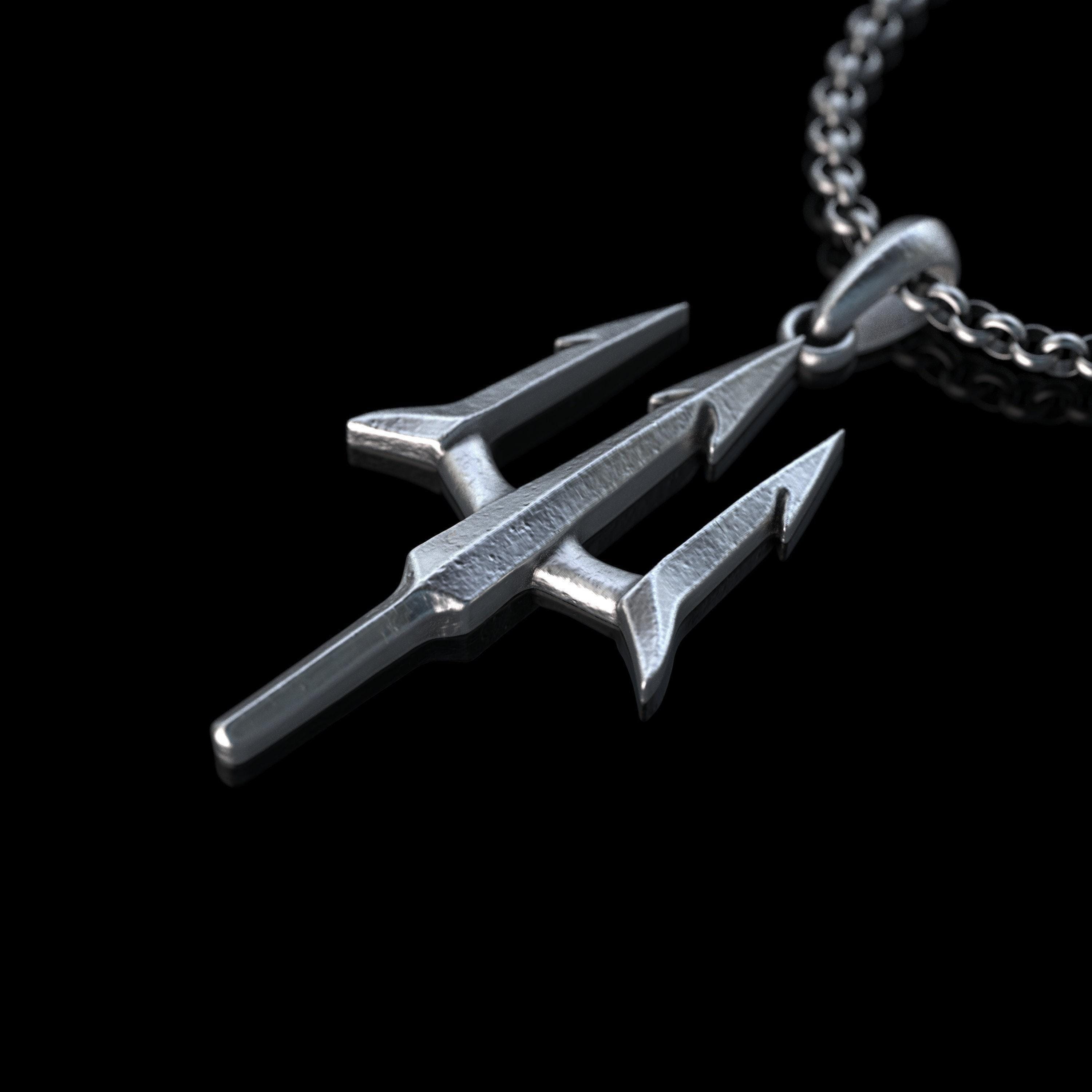Trident of Poseidon Silver Necklace, Personalized Silver Poseidon’s ...