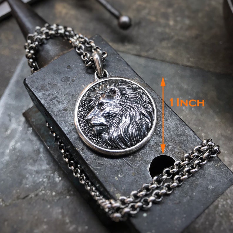 Lion Pendant, Personalized Lion Necklace, Men Lion Necklace, Gift for Leo man, Silver Lion Charm,Gift for Husband,Lion Gift Idea image 4