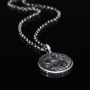 Lion Pendant, Personalized Lion Necklace, Men Lion Necklace, Gift for Leo man, Silver Lion Charm,Gift for Husband,Lion Gift Idea image 7