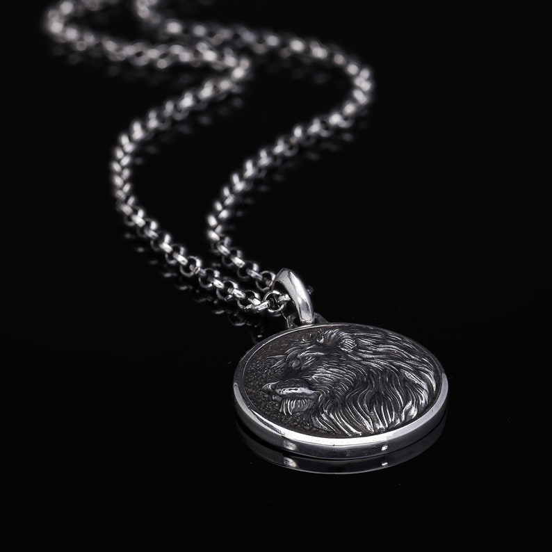 Lion Pendant Personalized Lion Necklace Men Lion Necklace Etsy