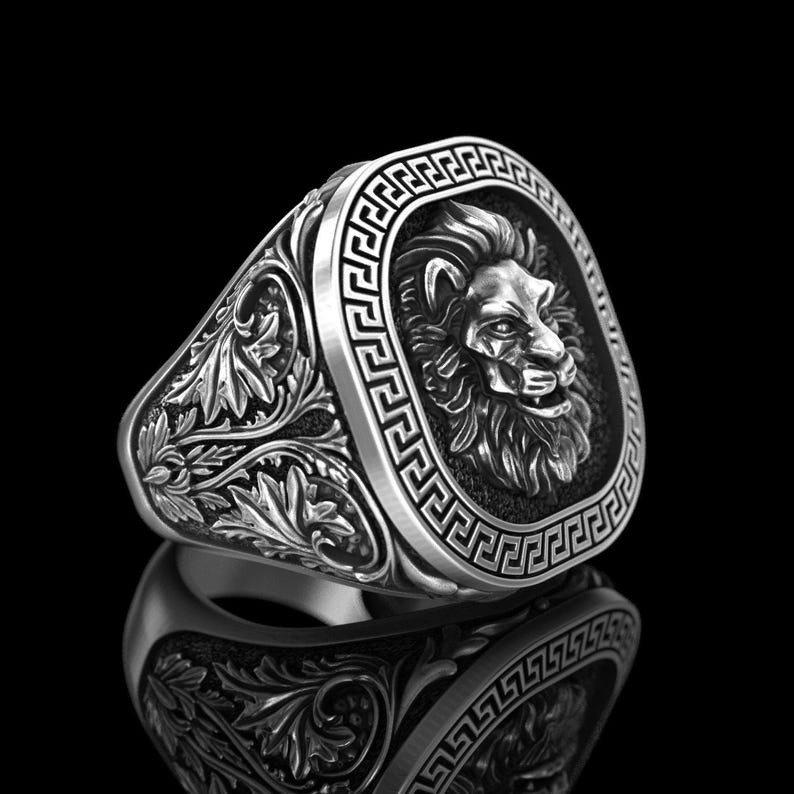 Lion ring,Signet Lion Ring,Lion Silver Ring ,Animal Jewellery, Husband Gift Ring, Gift for Men,Personalized Valentines day gift for men image 6