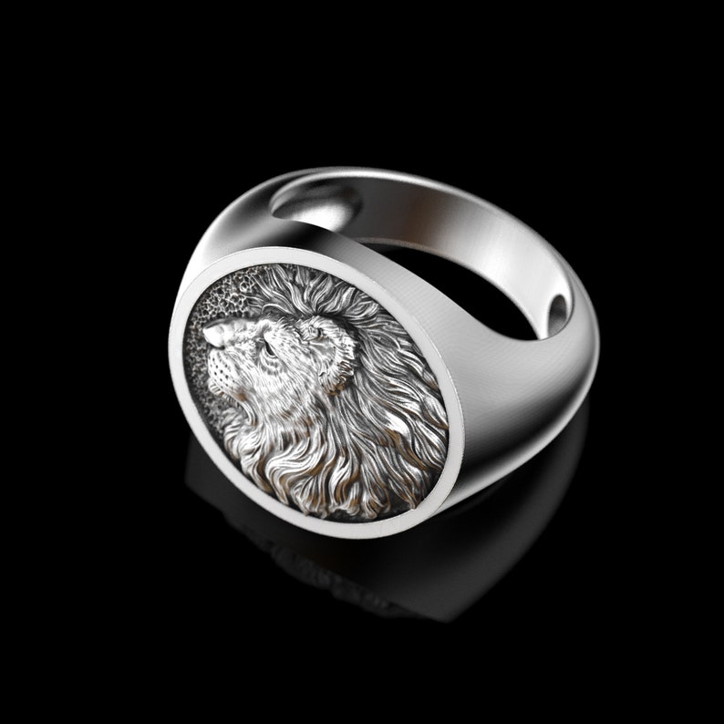 Handmade Silver Lion Head Ring Men 3D Lion Head Ring African - Etsy