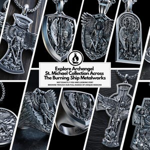 Silver Archangel Necklace, St Michael Shield Men Pendant, Wings Pendant, Archangel Micheal Necklace, Christian Gift for Men image 6