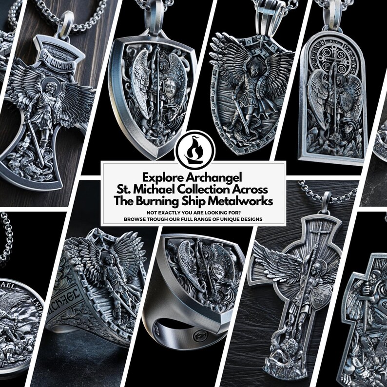 Silver Archangel Necklace, St Michael Shield Men Pendant, Wings Pendant, Archangel Micheal Necklace, Christian Gift for Men image 6