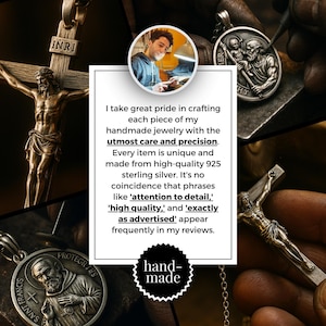Colgante de crucifijo personalizado hecho a mano, collar de cruz de Jesús en plata de ley 925K para hombre, regalo de bautismo, joyería cristiana, regalo de graduación imagen 14
