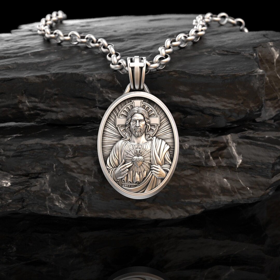 Silver Jesus Christ Necklace, Jesus Signet Ring, Religious Silver