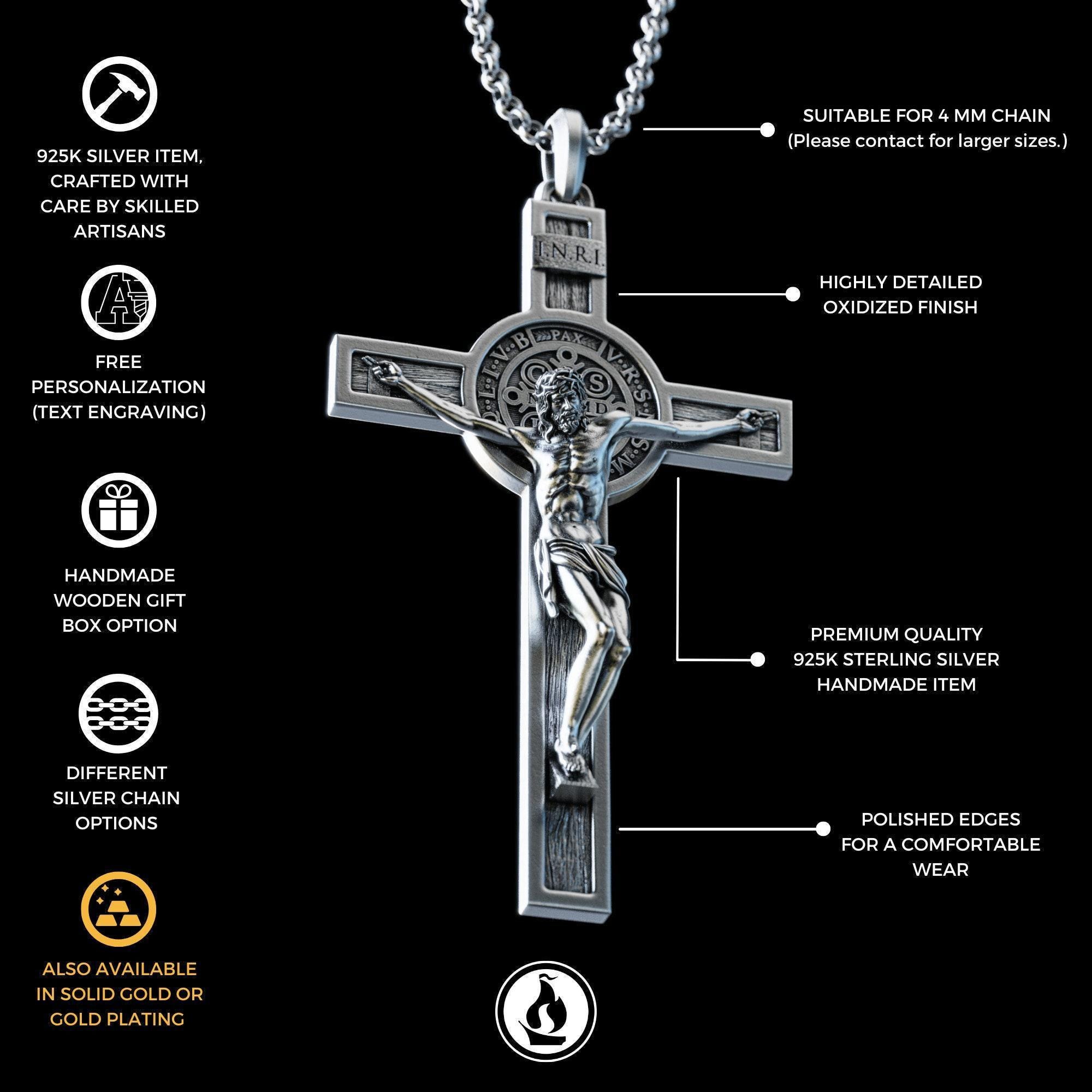 Collar Colgante De La Cruz De Los Hombres San Benito Exorcismo Esmalte De Acero Inoxidable De Regalo I.406008250 Collar Colgante De La Cruz De Los Hombres San Benito Exorcismo Esmalte De Acero Inoxidable De Regalo I.406008250