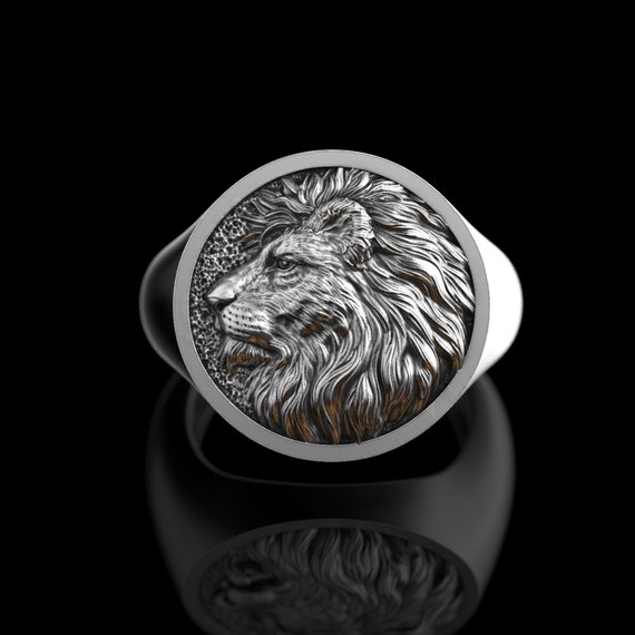 Anillo de cabeza de león de plata hecho a mano Anillo - Etsy España