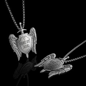 Silver Archangel Necklace, St Michael Shield Men Pendant, Wings Pendant, Archangel Micheal Necklace, Christian Gift for Men image 8