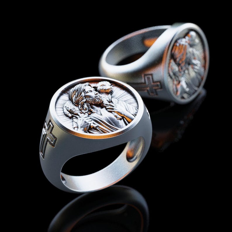 Personalized Jesus Christ Silver Ring, Religious Christian Jewelry ...