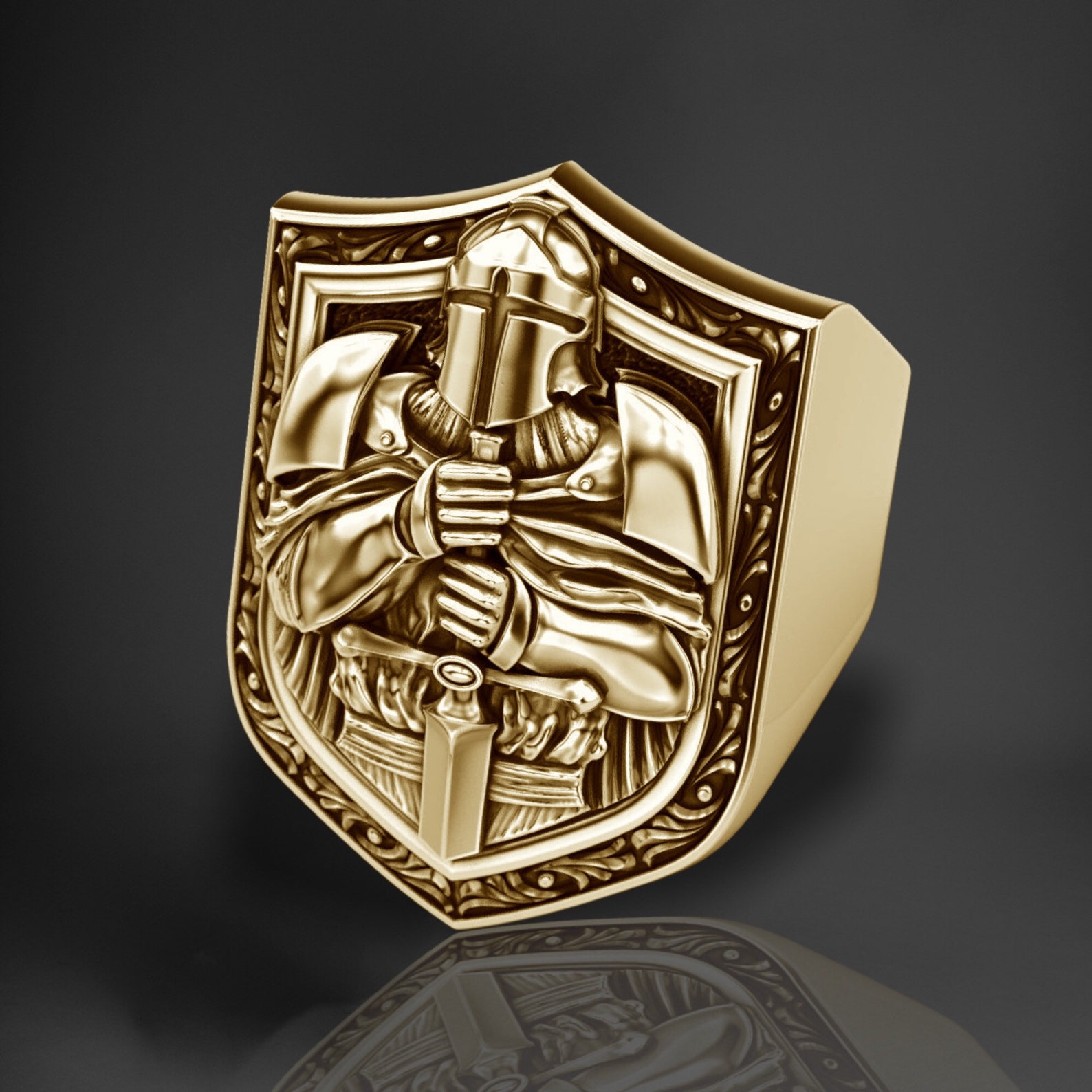 Knight ring Knight Signet Ring Silver Ring Gothic Ring | Etsy