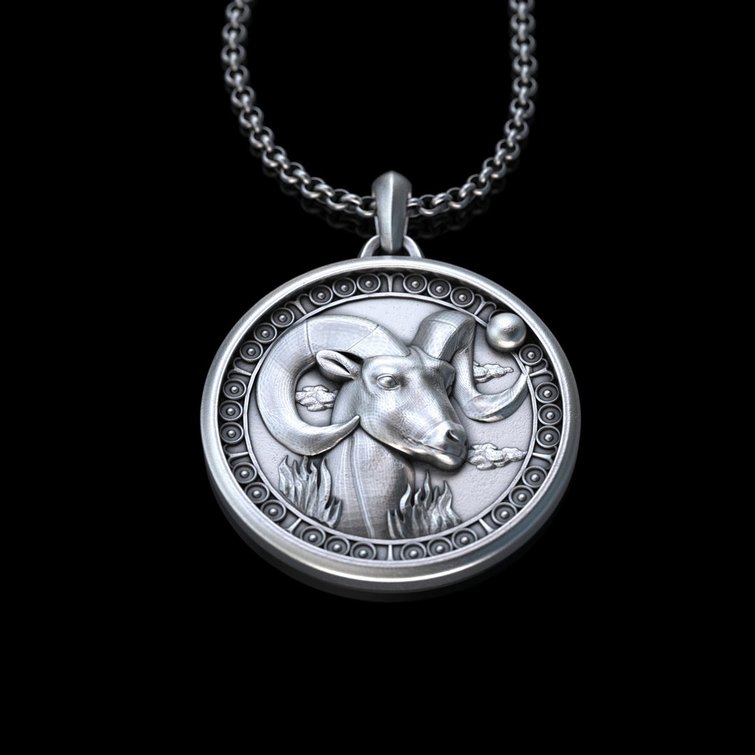 Personalized Aries Zodiac Sign Silver Necklace, Aries Horoscope Pendant ...