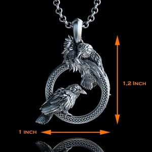 Handmade Odin's Ravens Hugin and Munin Necklace, Mythology Raven Necklace, Odin's Pendant,Norse Mythology Raven Necklace image 6