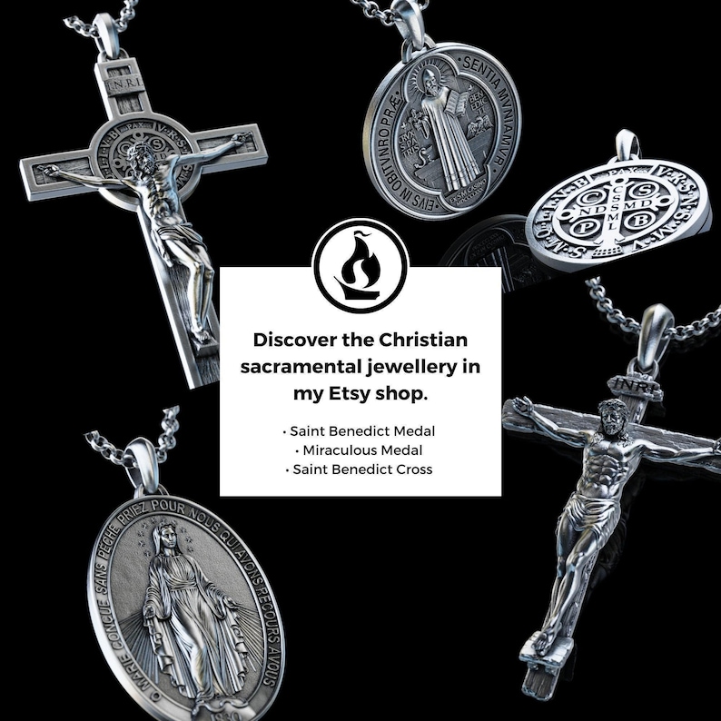 Colgante de crucifijo personalizado hecho a mano, collar de cruz de Jesús en plata de ley 925K para hombre, regalo de bautismo, joyería cristiana, regalo de graduación imagen 15